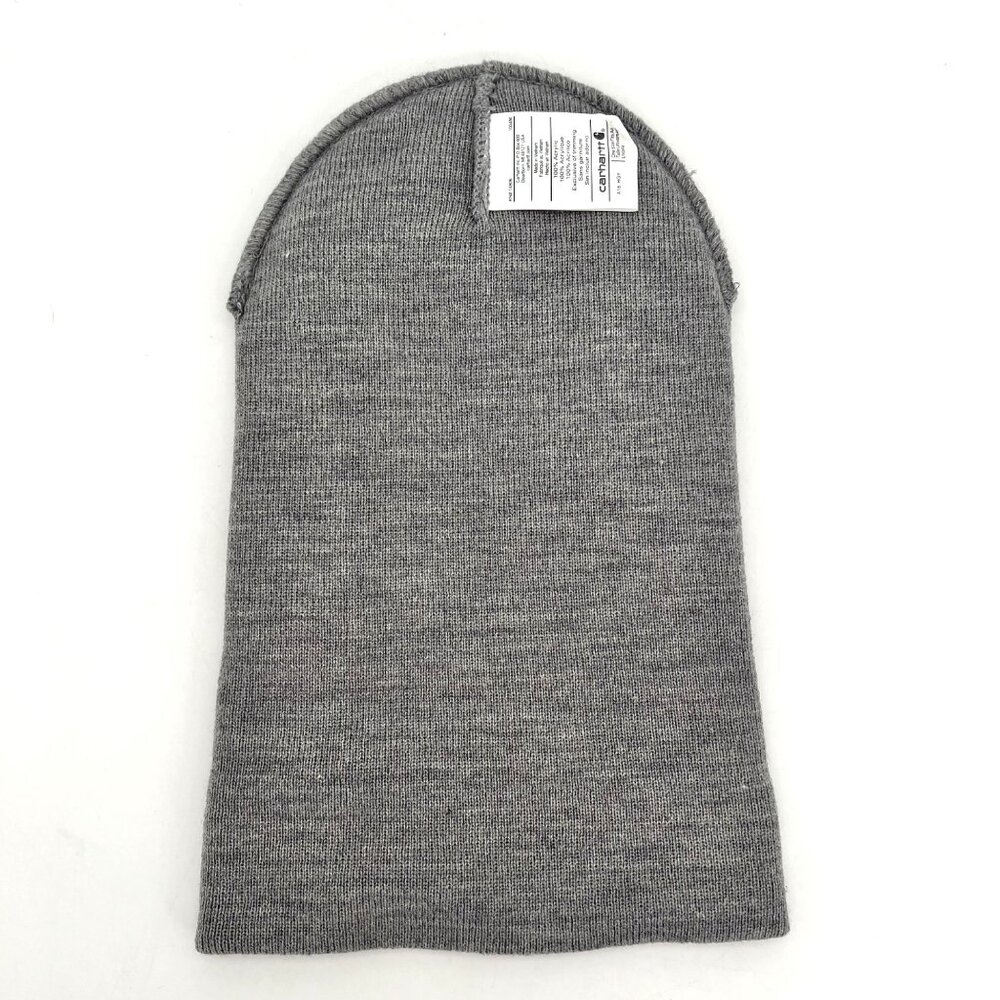 Carhartt Mens Gray Acrylic Knit Cuffed Beanie Hat Ski Cap Logo Patch - Picture 6 of 9